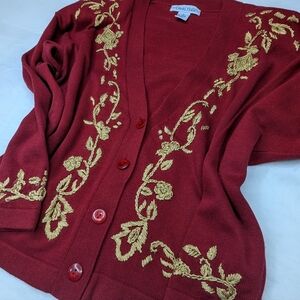 1990's Cardigan Embroidered David Hollis Holiday Glam